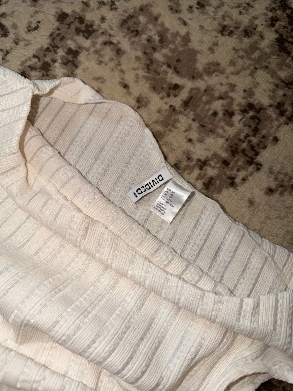 H&M Cream Ribbed One Shoulder Top - Picture 2 of 3